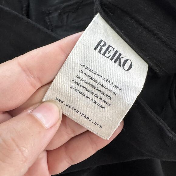 Anthropologie Reiko Pants Women 25 Black Sandy 2 Basic Stretch Slim Straight Leg - Picture 4 of 9